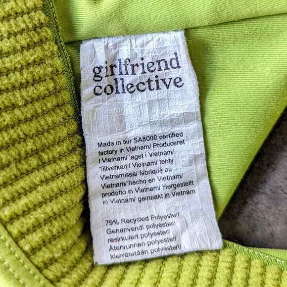 Girlfriend Collective Lime Green Topanga Halter Bra small crop top