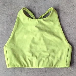 Girlfriend Collective Lime Green Topanga Halter Bra small crop top