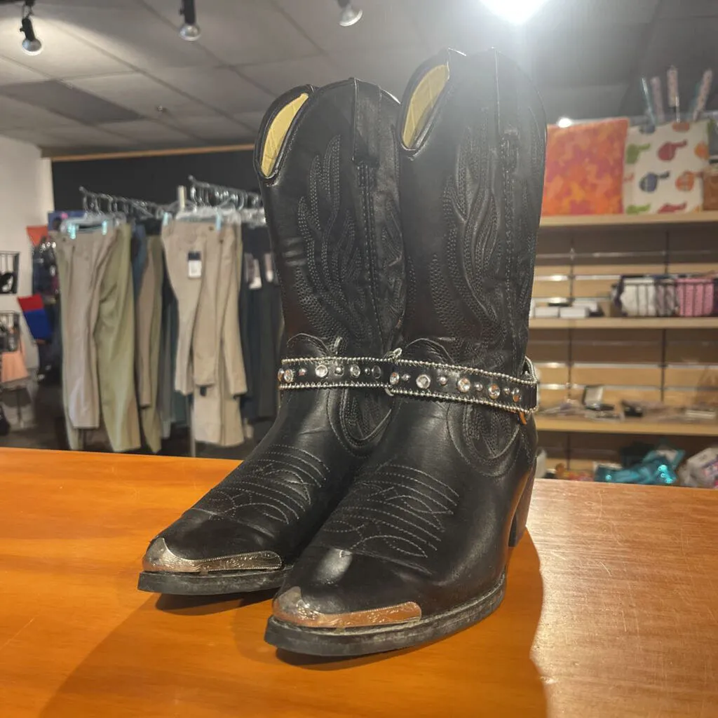 Girls Black Western Boots 5 1/2