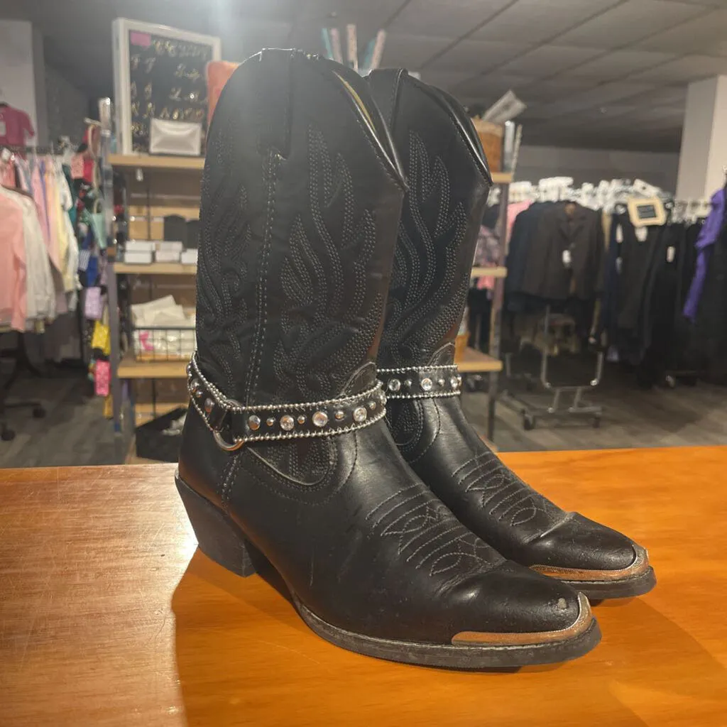 Girls Black Western Boots 5 1/2