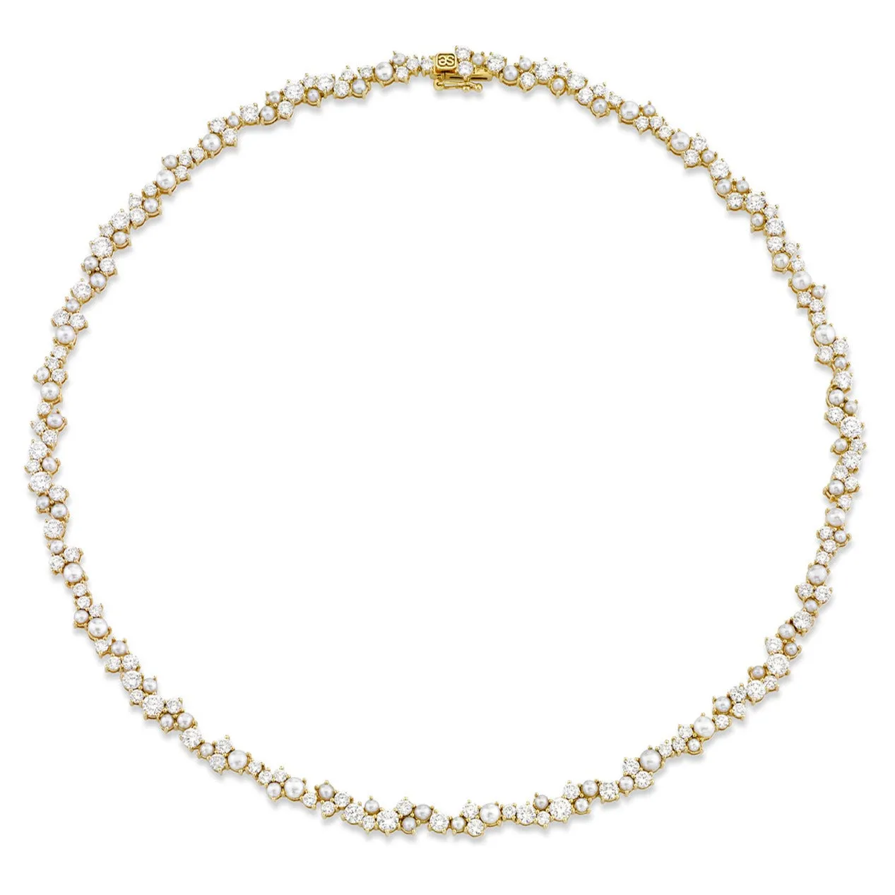Gold & Diamond Pearl Cocktail Eternity Necklace