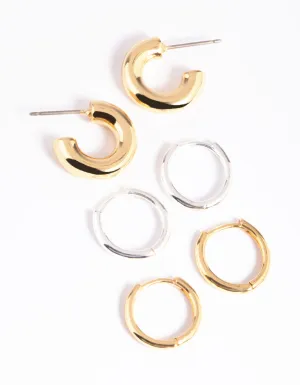 Gold & Silver Plated Hoop Earring Pack