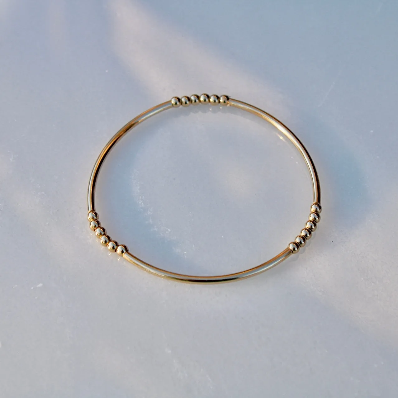 Gold Bar Beaded Bracelet - 14k Gold Filled