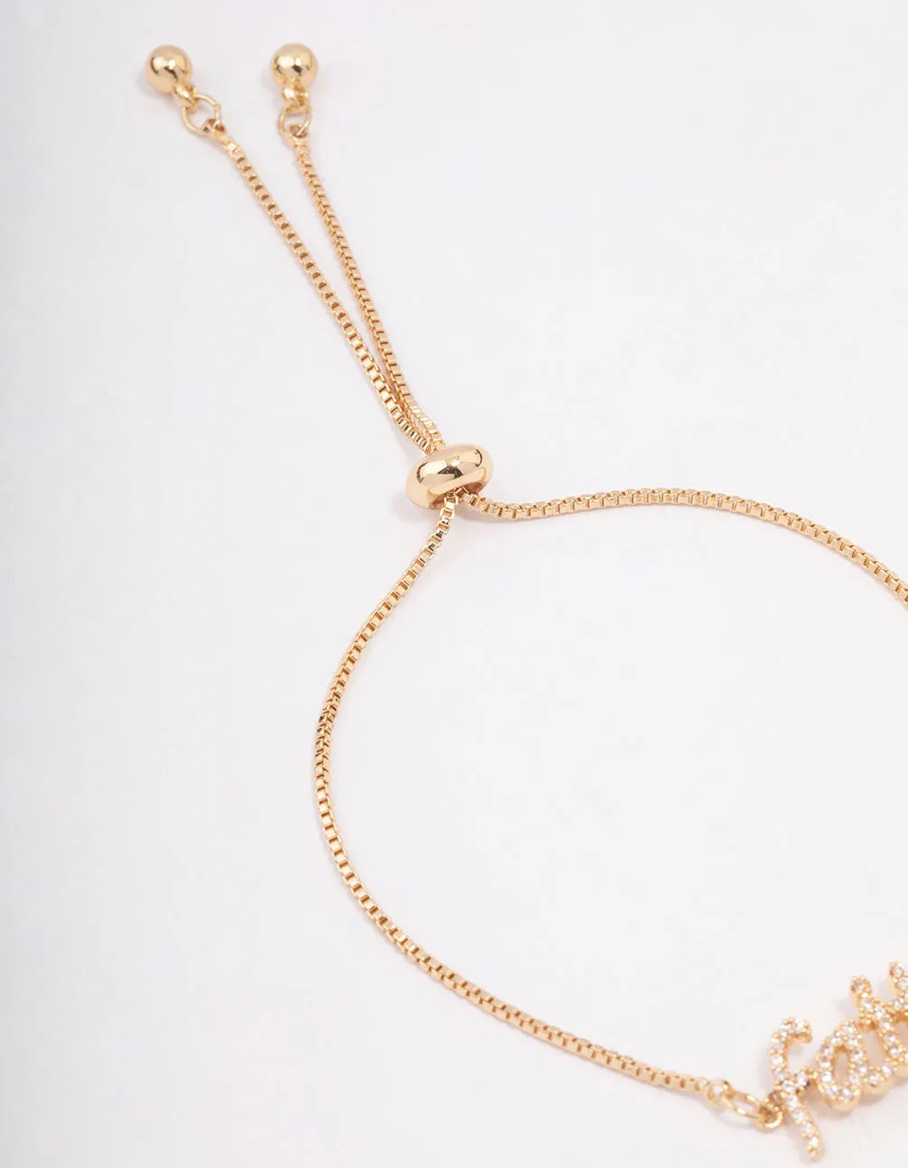 Gold Faith Script Toggle Bracelet