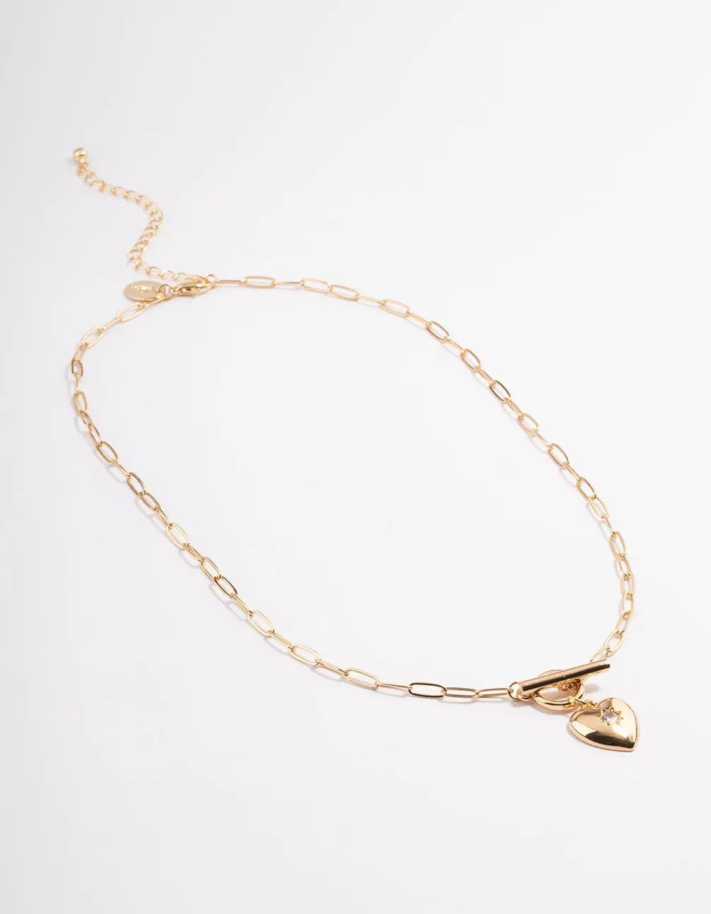 Gold Plated Celestial Heart T-Bar Necklace