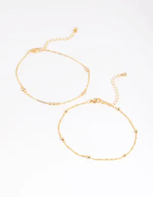 Gold Plated Cubic Zirconia Chain Anklet Set