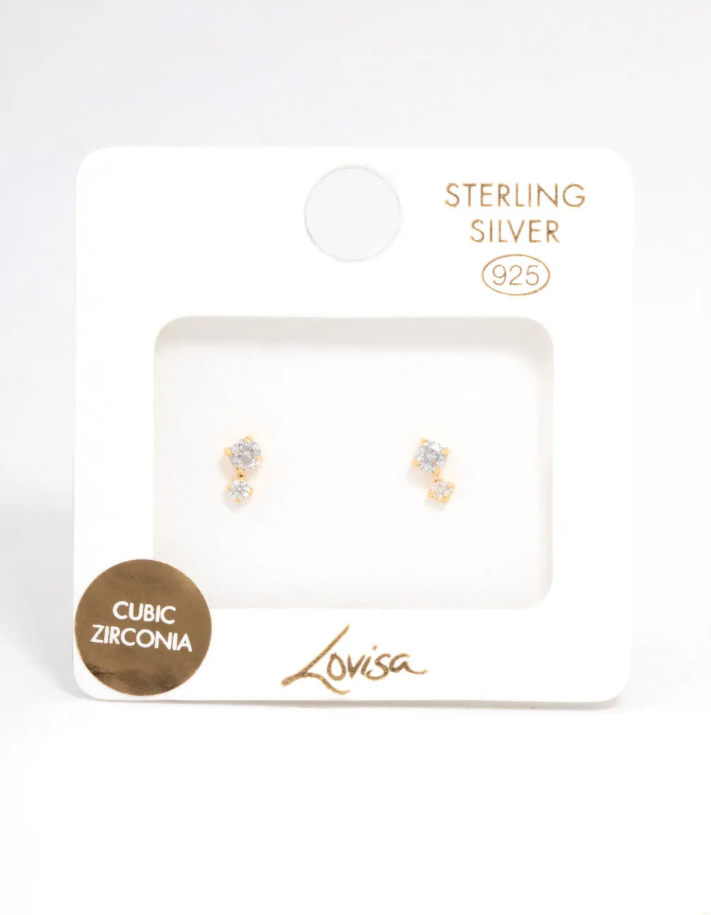Gold Plated Sterling Silver Cubic Zirconia Stud Earrings