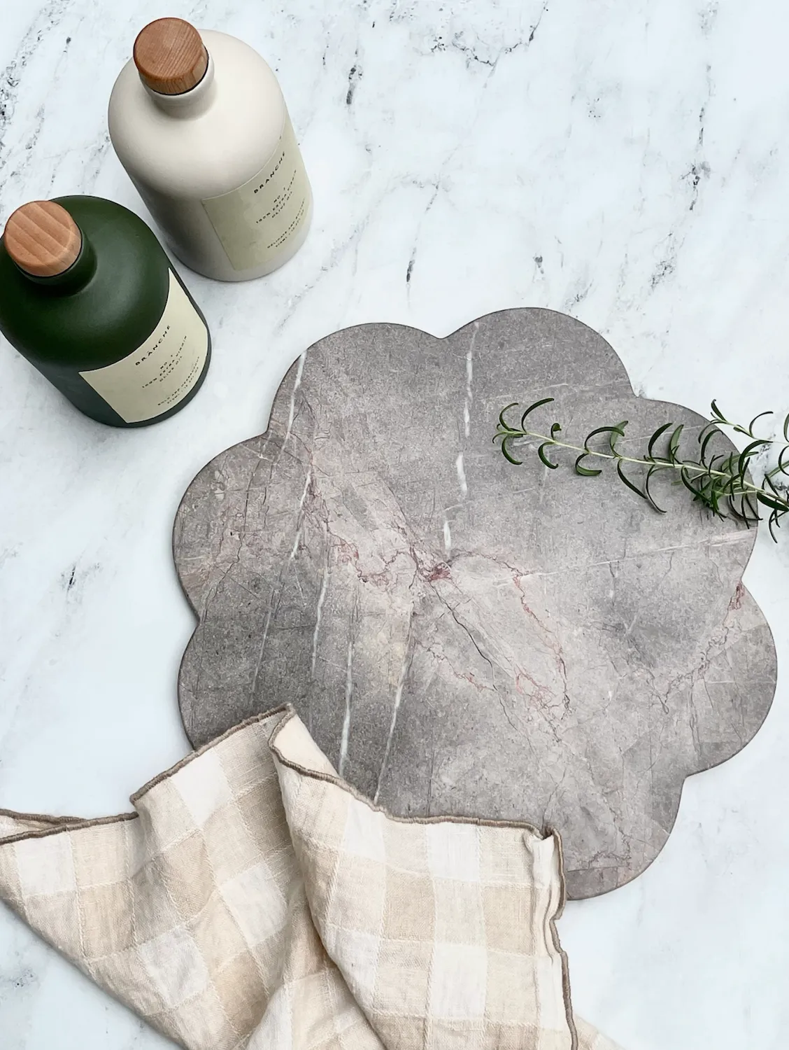 Grey Scalloped  Marble Serving Board