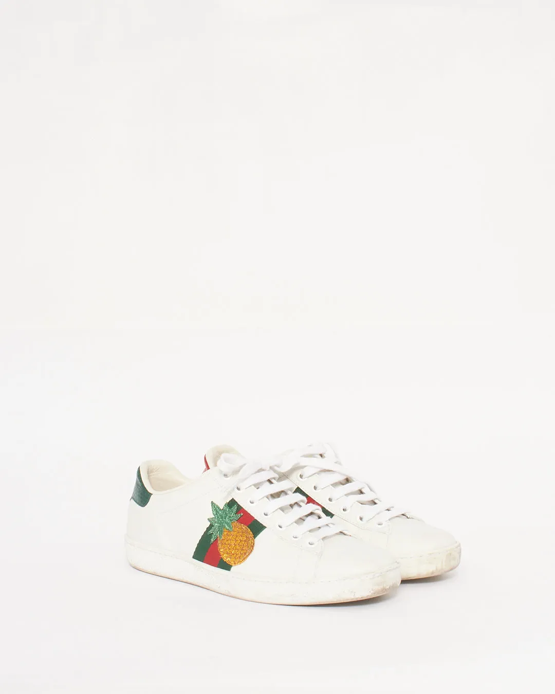 Gucci White Leather Pineapple & Ladybug Ace Sneakers - 35.5