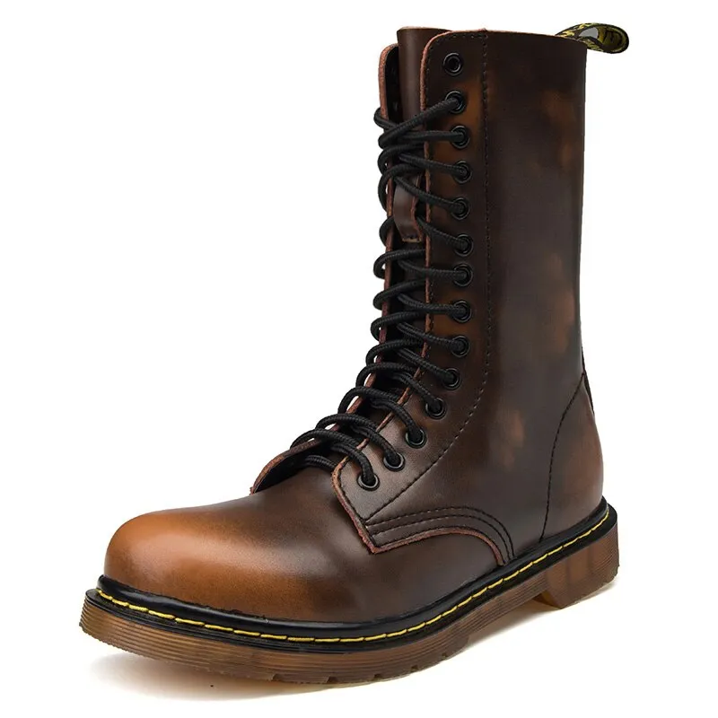 High Quality Popular Motocycle Boots Men Winter High-Top Combat Boots Men Leather for Men Casual Luxury Military Boots Army