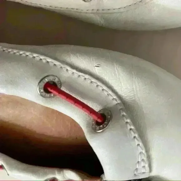 Hunter Dominica White Leather Flats Pull Tie 8