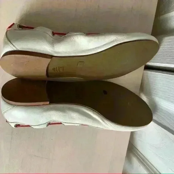 Hunter Dominica White Leather Flats Pull Tie 8