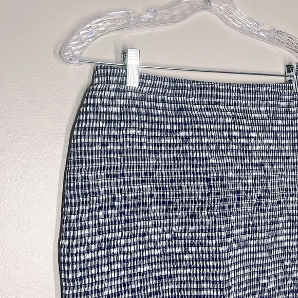 {J. Crew} &quot;Smocked Midi Skirt in Gingham&quot; Navy White Check Ruffle Hem Midi Skirt