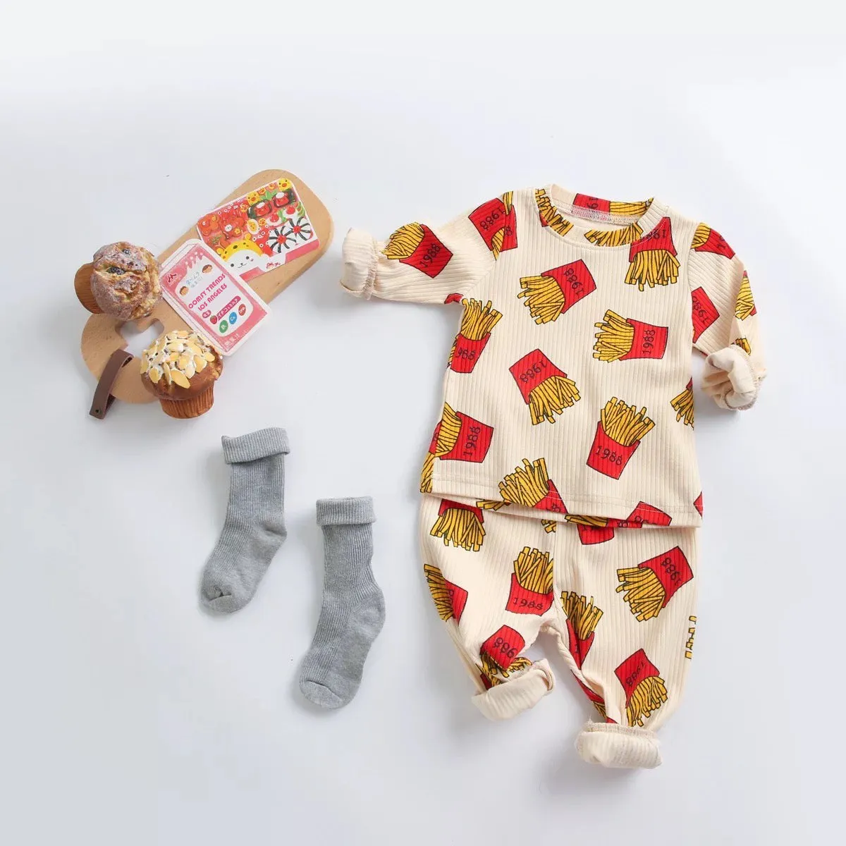 Kids French Fries Long Sleeves & Pants Set