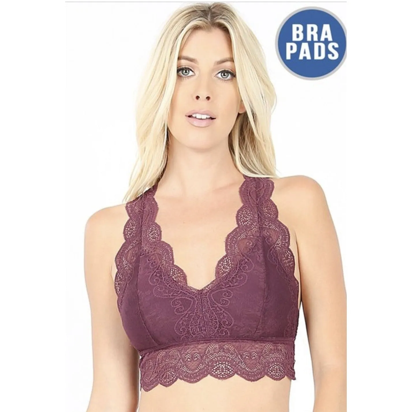 Lace Bralette-Burgundy
