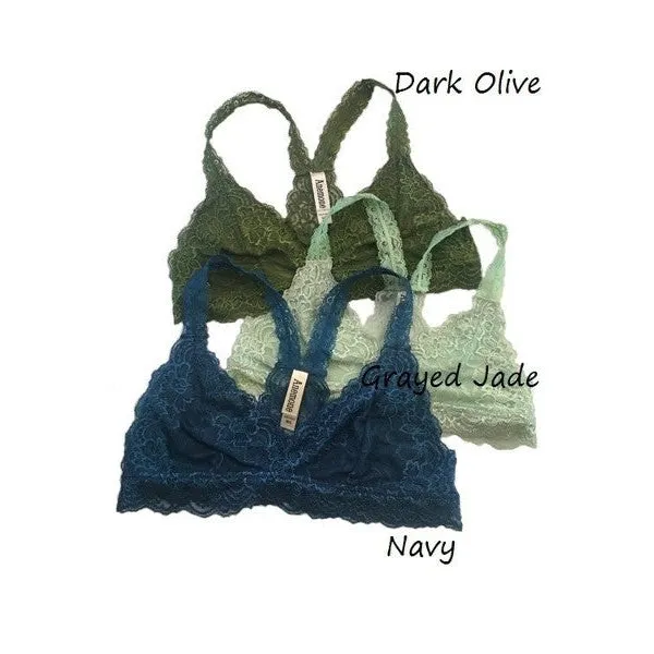 Lace Razor Back Bralette in Grayed Jade