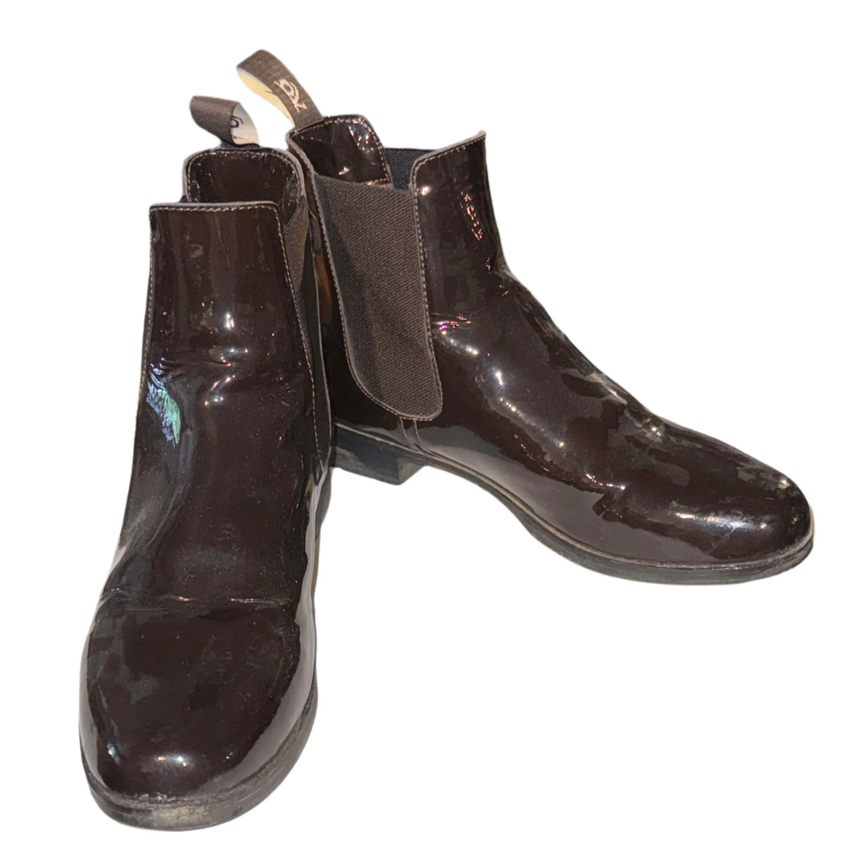 Ladies 7.5, Brown, Ovation, Patent Boots