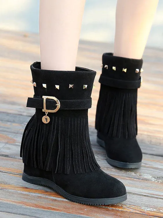 Large Size Wear-resistant Wedge Heel Boots Round Head Non-slip Boots Women's Boots