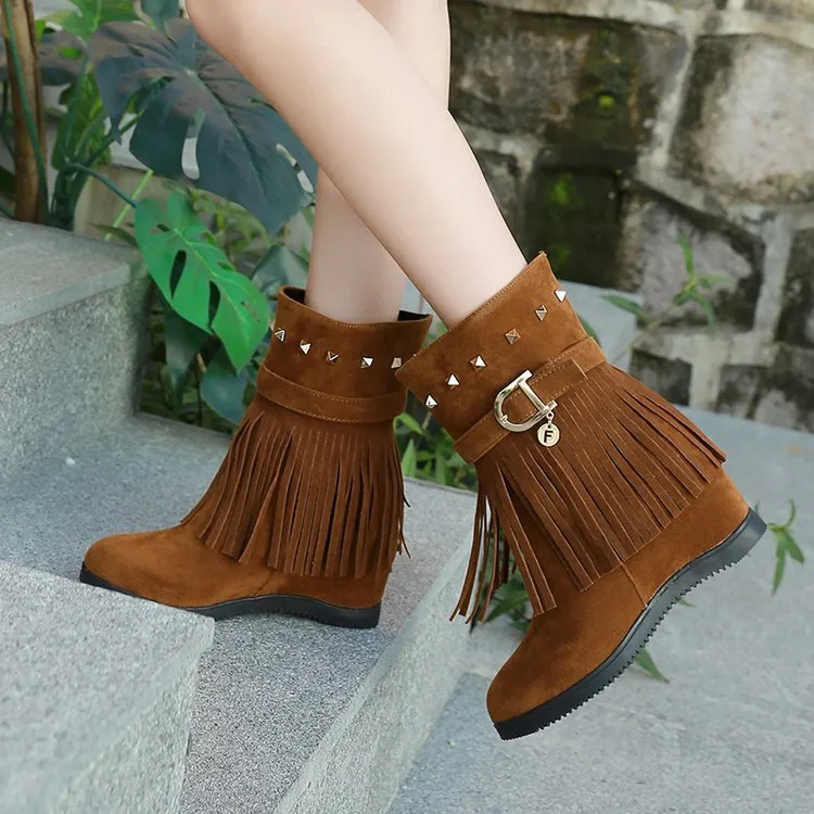 Large Size Wear-resistant Wedge Heel Boots Round Head Non-slip Boots Women's Boots
