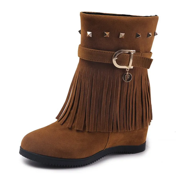 Large Size Wear-resistant Wedge Heel Boots Round Head Non-slip Boots Women's Boots