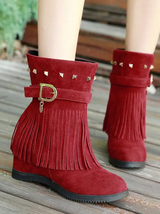 Large Size Wear-resistant Wedge Heel Boots Round Head Non-slip Boots Women's Boots