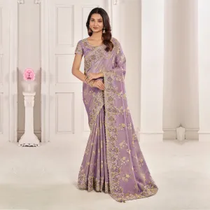 Lavender Luxe Zardozi Embellished Saree