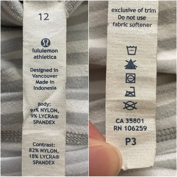 Lululemon Run: Back On Track Pullover Long Sleeve Hooded Stripes Gray White 12