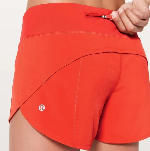 Lululemon Speed Up Short *Long 2.5&quot;Red Orange Size 4 Euc