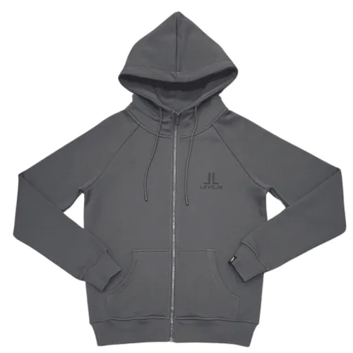 LUXE LEVELS ZIP HOODIE | CHARCOAL