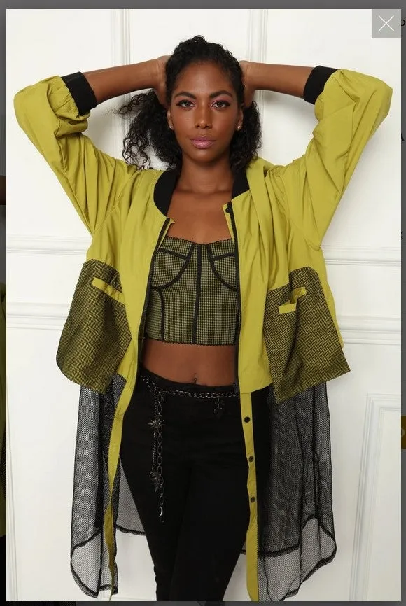 Luxe Moda LM-154 Multi media Gold/Black Jacket mixed with Mesh fabric