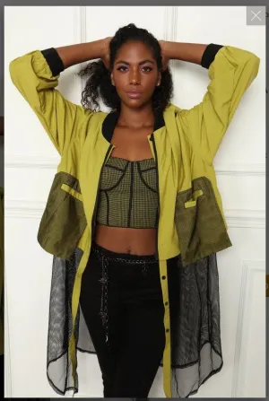 Luxe Moda LM-154 Multi media Gold/Black Jacket mixed with Mesh fabric