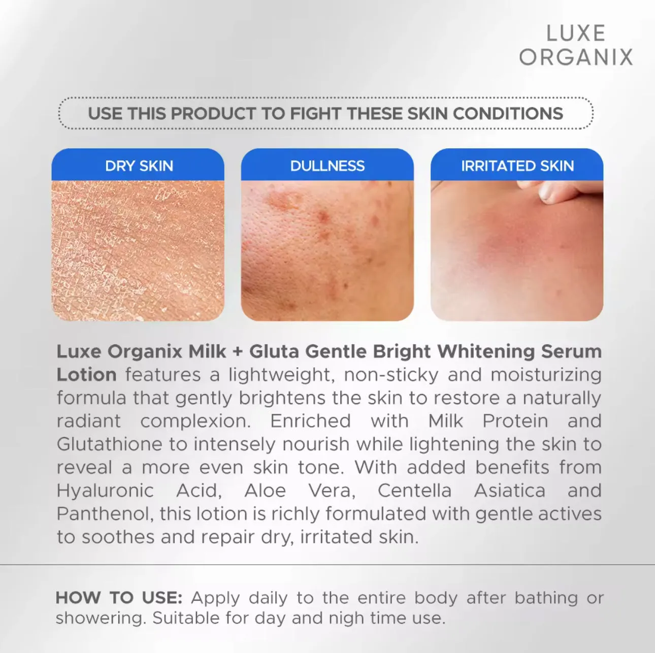 Luxe Organix Milk   Gluta Gentle Bright Whitening Serum Lotion