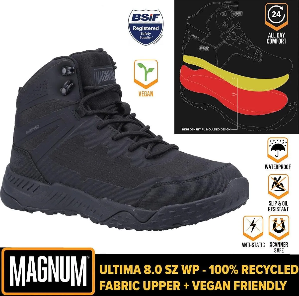 MAGNUM Ultima 6.0 WP - Waterproof - Herren Einsatz Schuhe Schwarz-Grau M810056-051