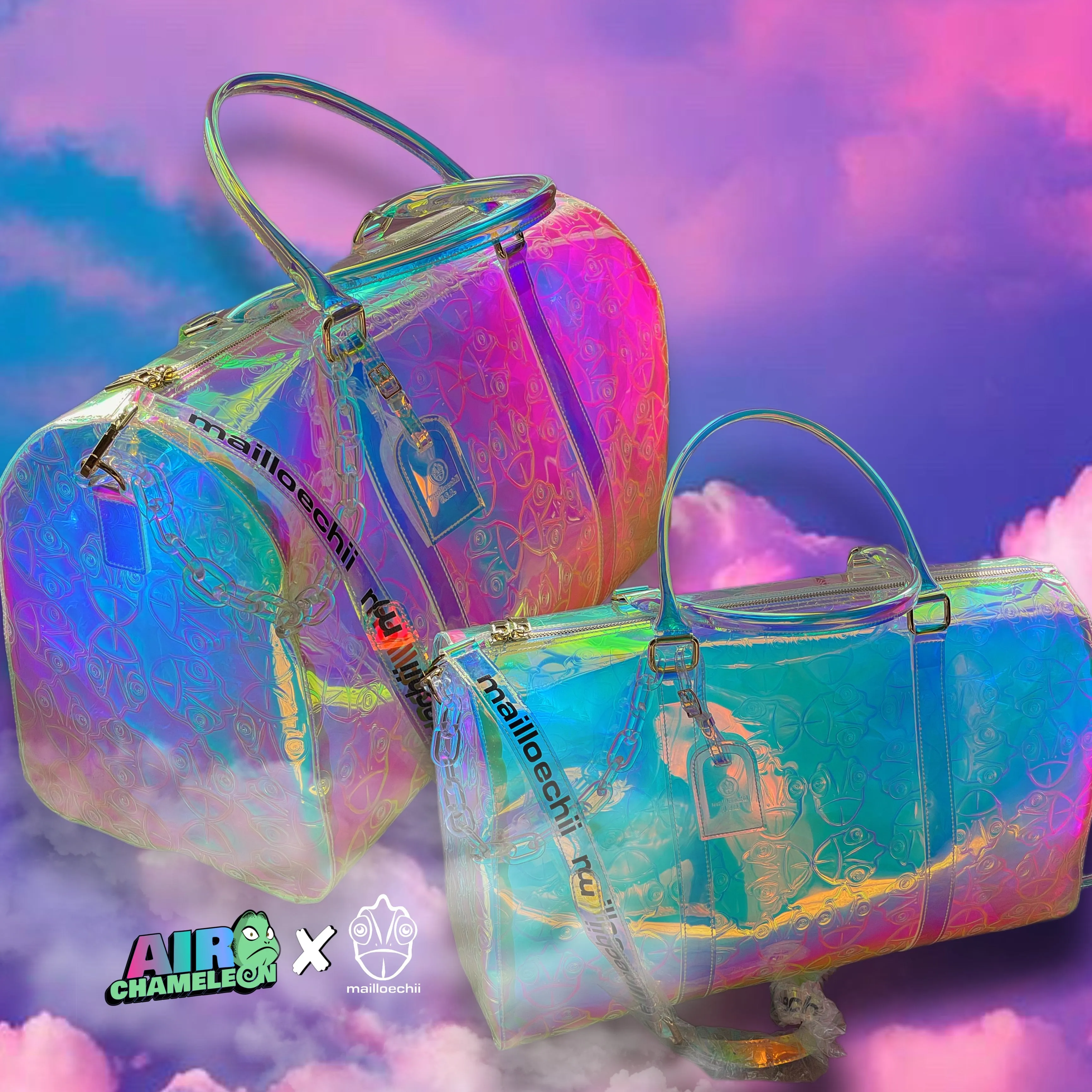 Mailloechii X Air Chameleon Iridescent Holographic Duffel Bag