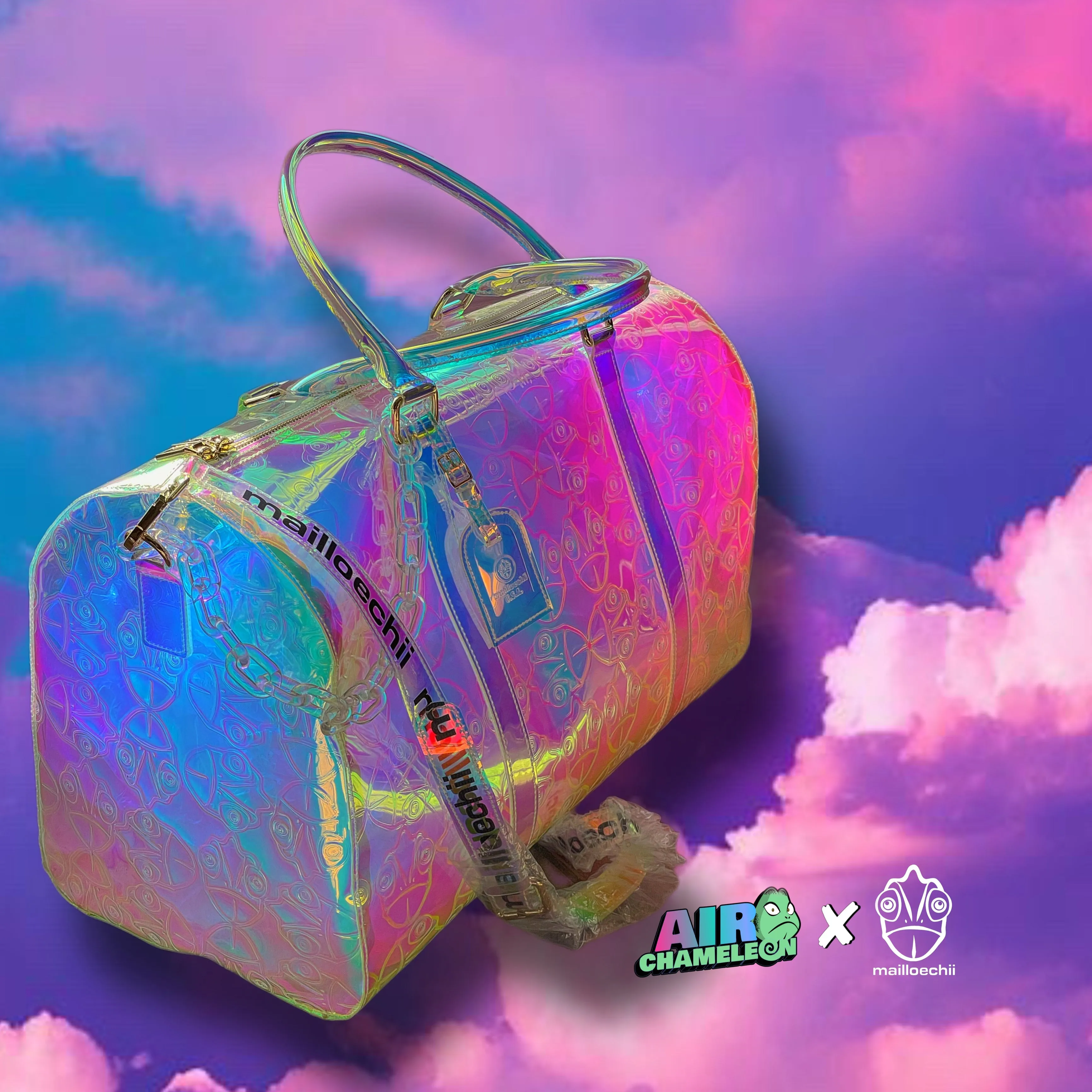 Mailloechii X Air Chameleon Iridescent Holographic Duffel Bag