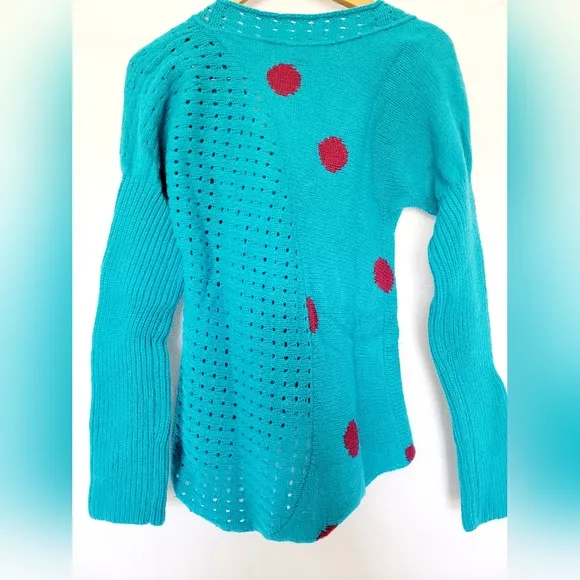 Marc Jacobs Women's Luxe 100%Lambs Wool Sweater Cardigan Knit Arctic Blue/Pink M