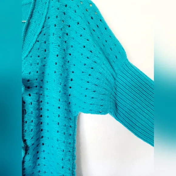Marc Jacobs Women's Luxe 100%Lambs Wool Sweater Cardigan Knit Arctic Blue/Pink M
