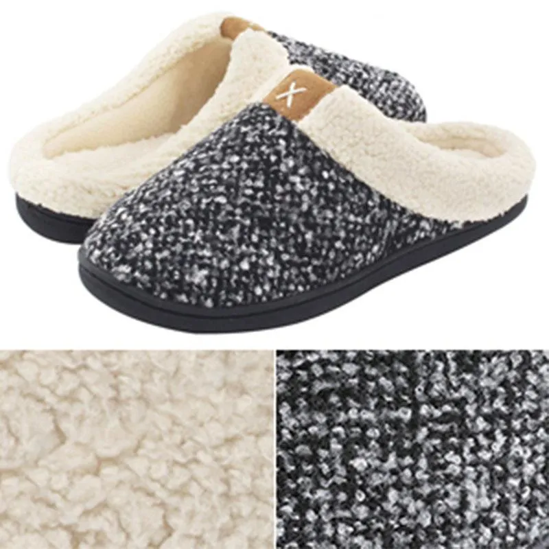 Men Winter Warm Non-slip Knitted Cotton Plush Slippers