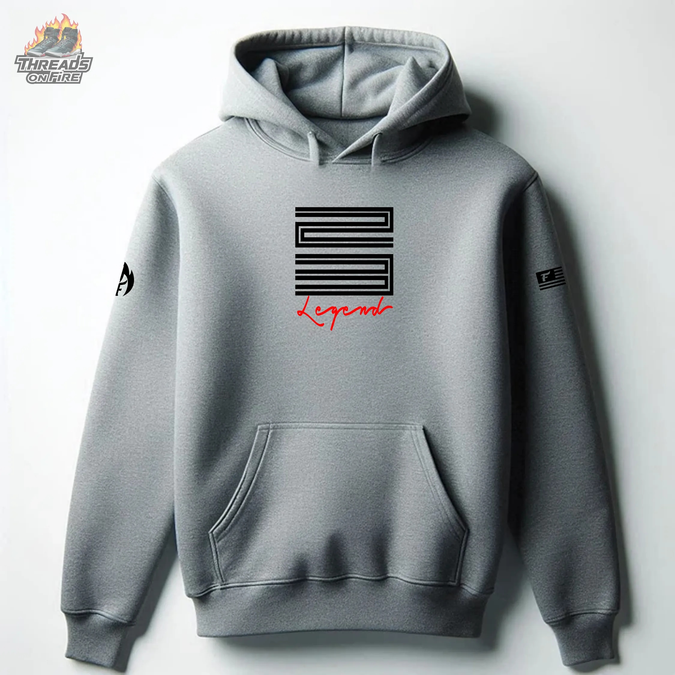 Men's Grey Hoodie & Joggers 23 Legend Sweatsuit To Match Air Jordan 11 Bred Sneakers
