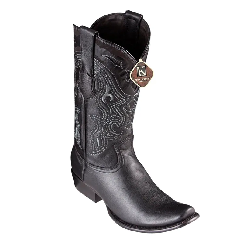 Men's King Exotic Elk Boots Dubai Toe Handcrafted Black (4795105)
