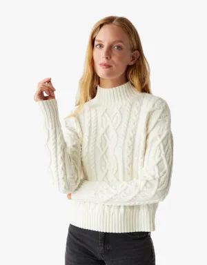 Michael Stars Suki Cable Knit Sweater in Chalk