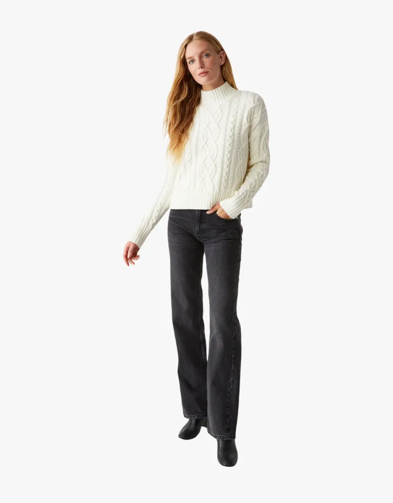 Michael Stars Suki Cable Knit Sweater in Chalk