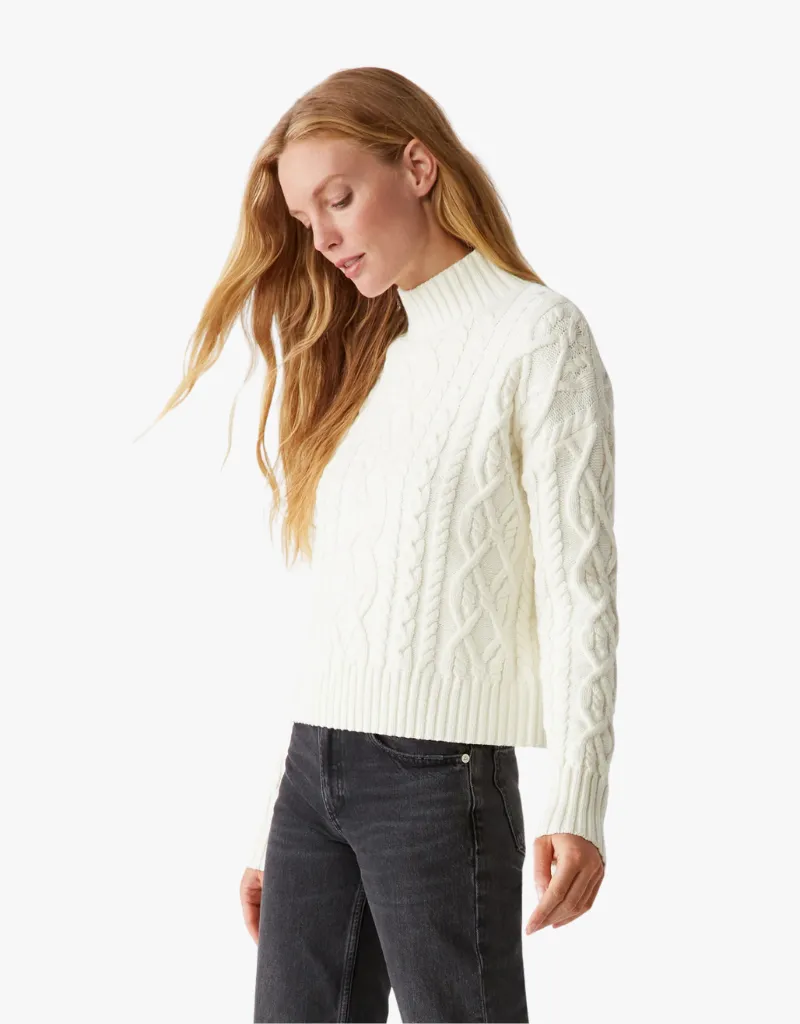 Michael Stars Suki Cable Knit Sweater in Chalk