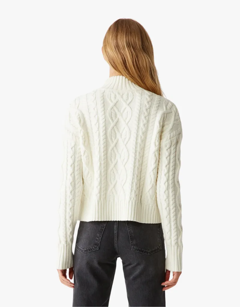 Michael Stars Suki Cable Knit Sweater in Chalk