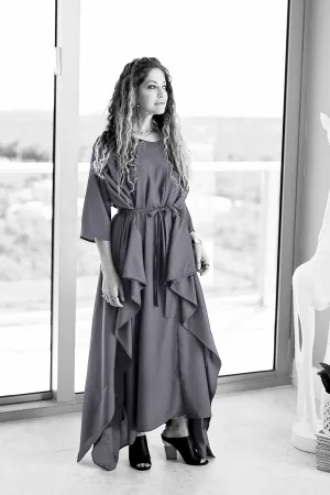Momo Dress - Charcoal Crepe