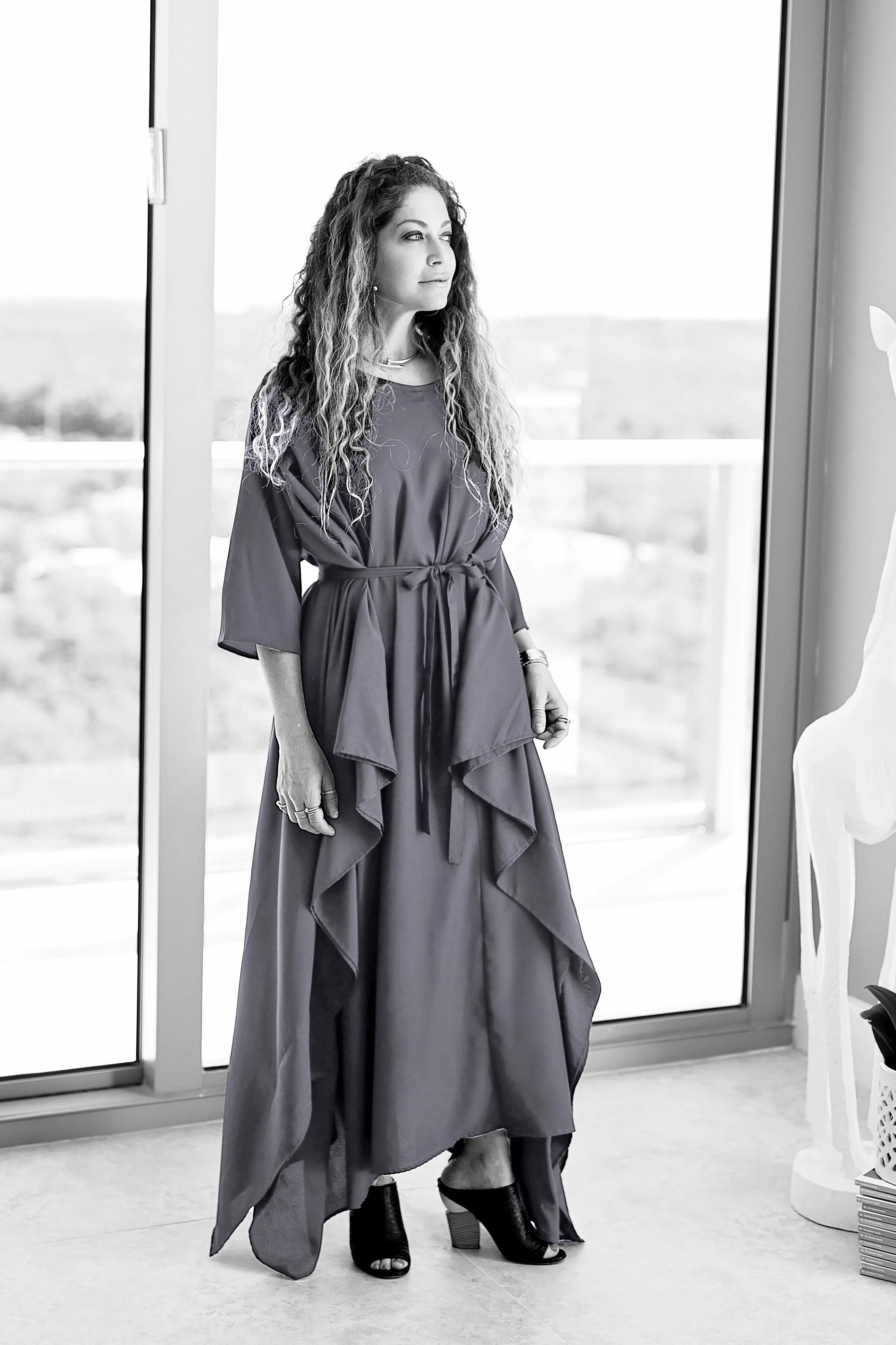 Momo Dress - Charcoal Crepe