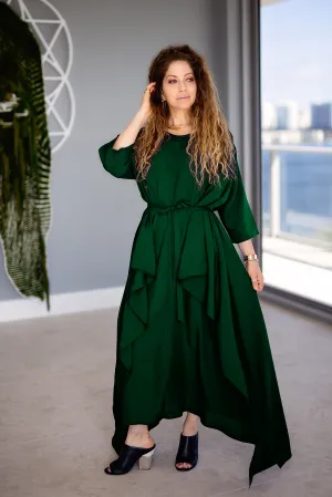 Momo Dress - Hunter Green Crepe