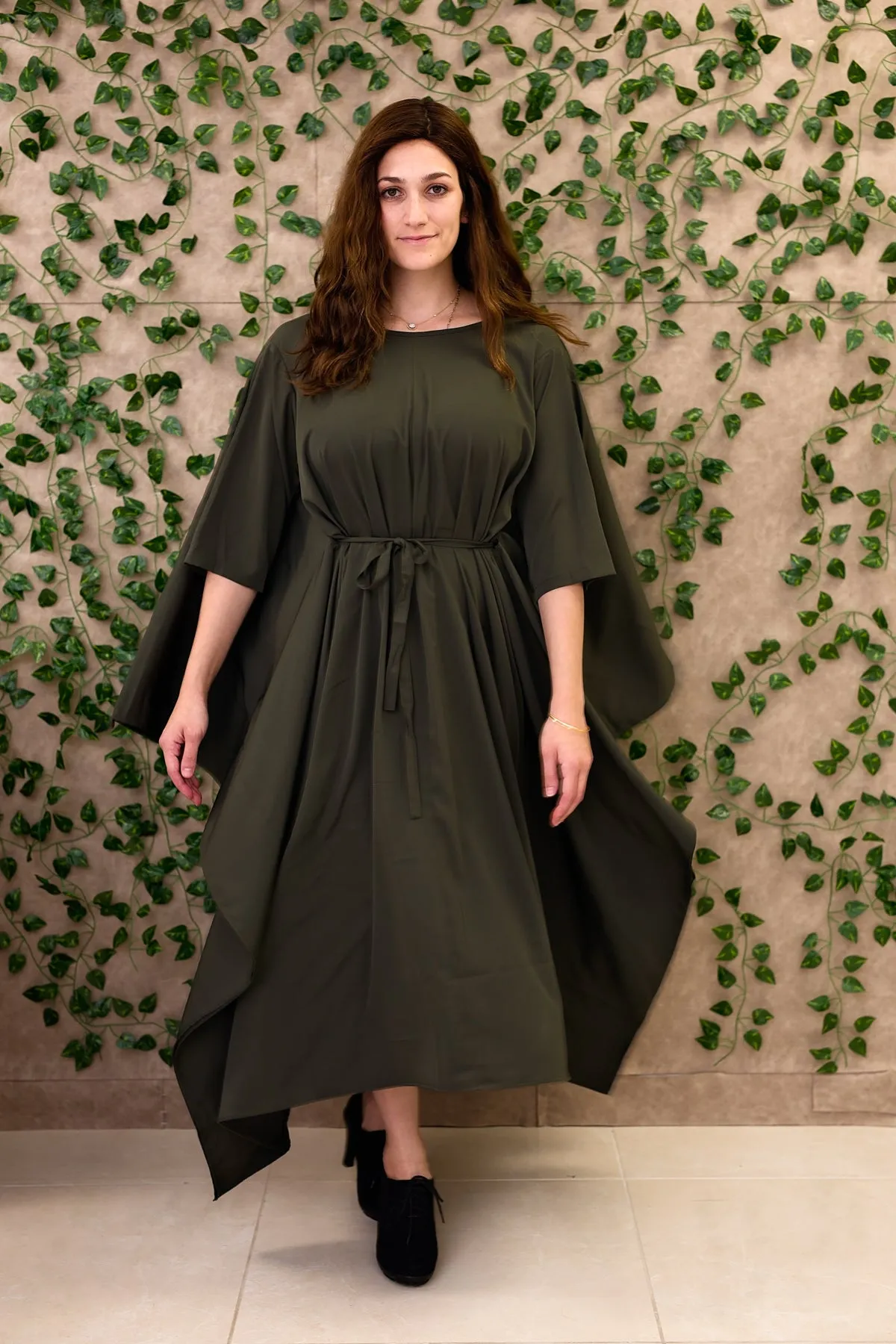 Momo Dress - Olive Crepe