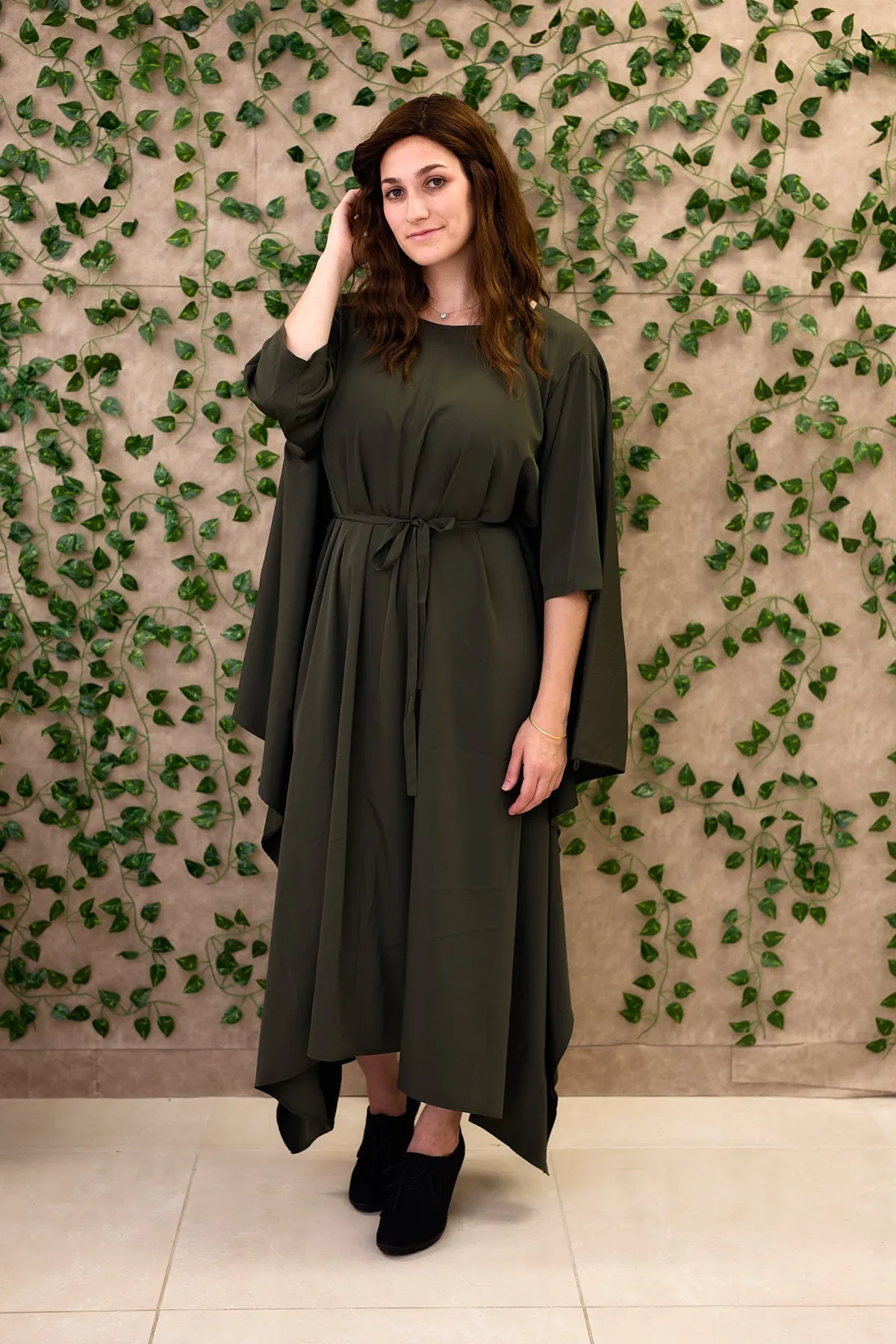 Momo Dress - Olive Crepe