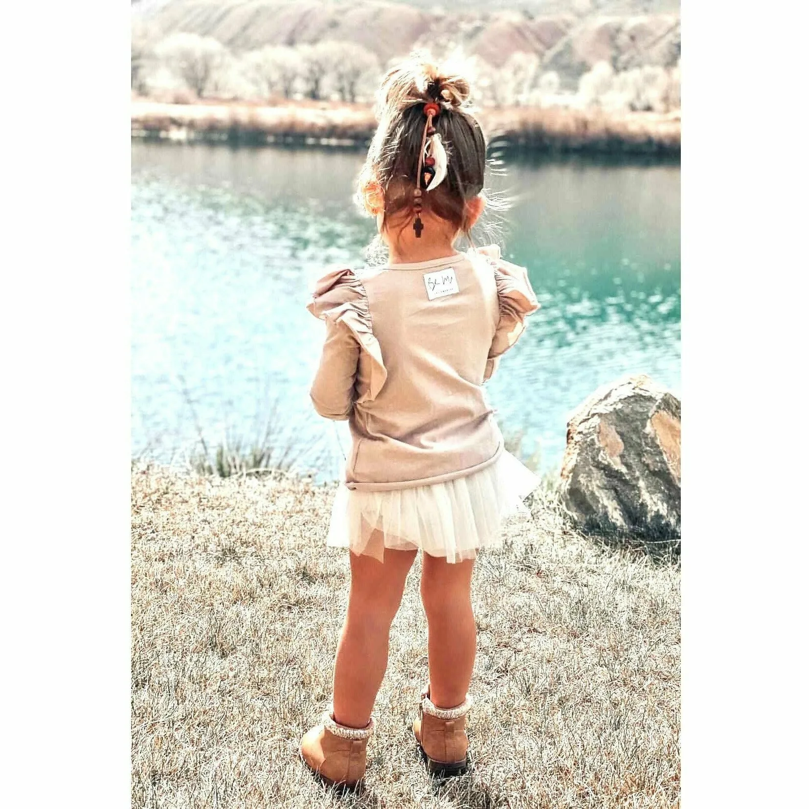 Natalia Ruffle Top Tan